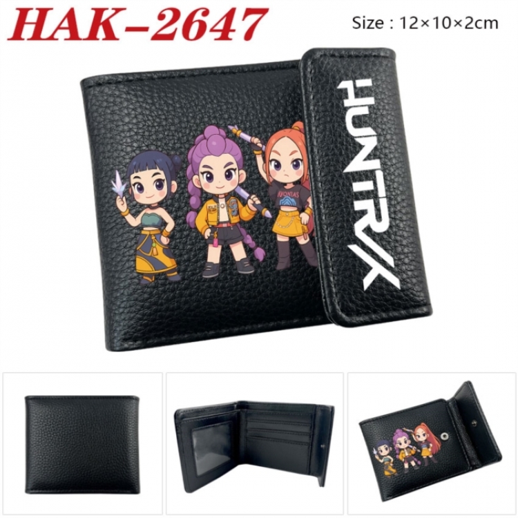 K-Pop Demon Hunters Anime Litchi Pattern Hidden Buckle Half Fold Printed Wallet 12X10X2CM