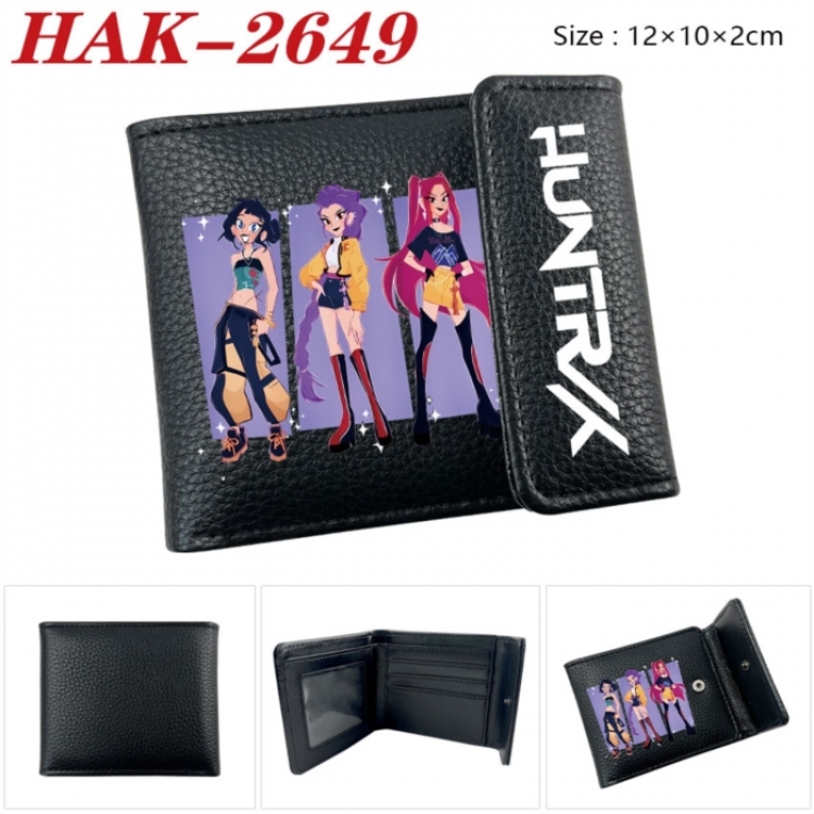 K-Pop Demon Hunters Anime Litchi Pattern Hidden Buckle Half Fold Printed Wallet 12X10X2CM