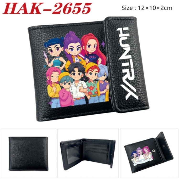 K-Pop Demon Hunters Anime Litchi Pattern Hidden Buckle Half Fold Printed Wallet 12X10X2CM