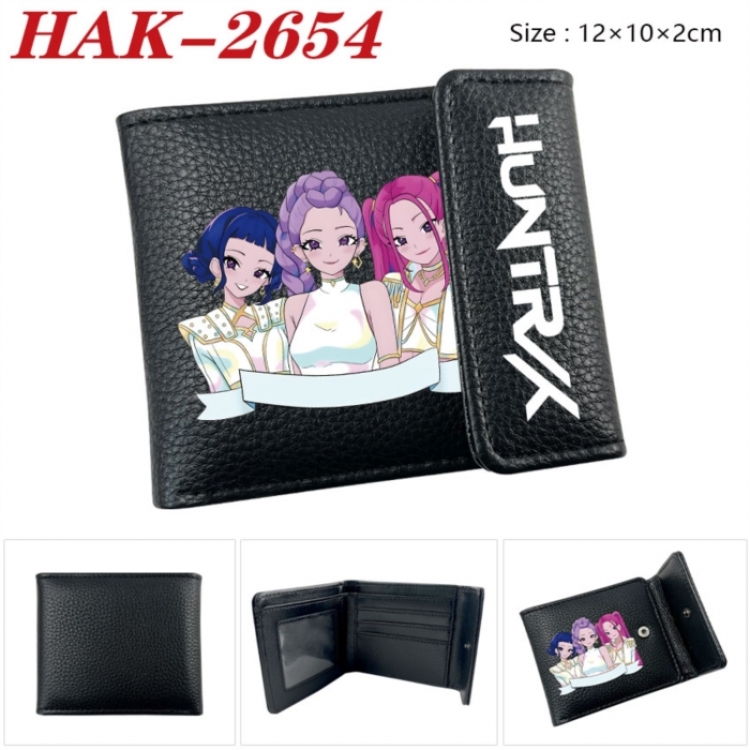 K-Pop Demon Hunters Anime Litchi Pattern Hidden Buckle Half Fold Printed Wallet 12X10X2CM