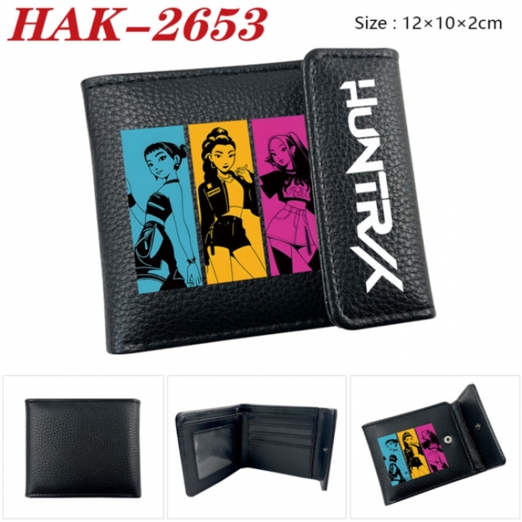 K-Pop Demon Hunters Anime Litchi Pattern Hidden Buckle Half Fold Printed Wallet 12X10X2CM