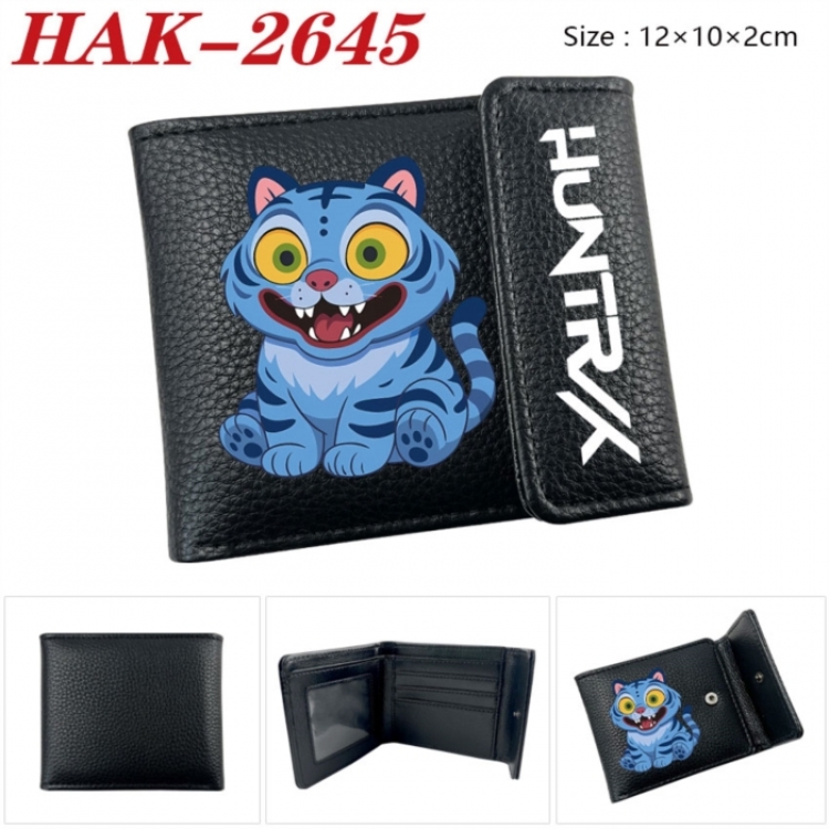 K-Pop Demon Hunters Anime Litchi Pattern Hidden Buckle Half Fold Printed Wallet 12X10X2CM