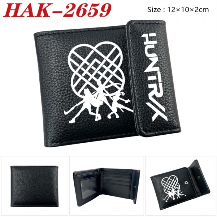 K-Pop Demon Hunters Anime Litchi Pattern Hidden Buckle Half Fold Printed Wallet 12X10X2CM