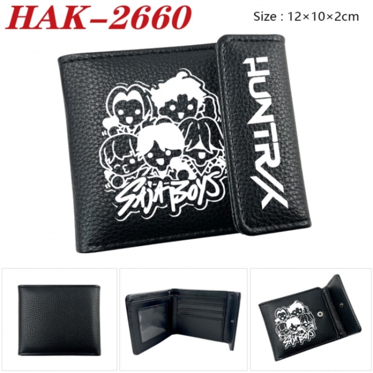 K-Pop Demon Hunters Anime Litchi Pattern Hidden Buckle Half Fold Printed Wallet 12X10X2CM