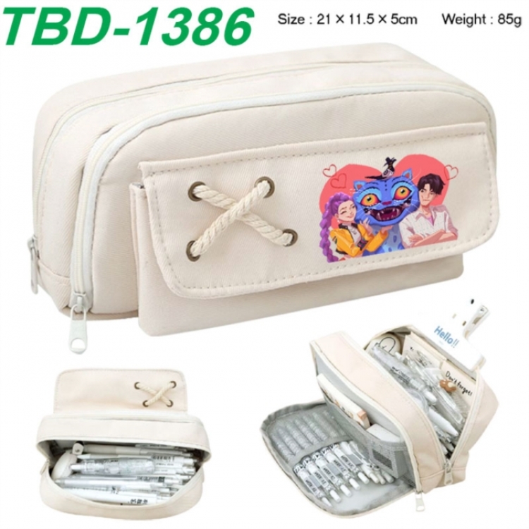 K-Pop Demon Hunters Anime waterproof large capacity stationery box pencil case 21x11.5x5cm 85g