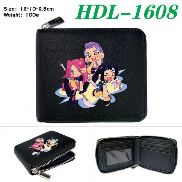 K-Pop Demon Hunters Anime Full Color Short All Inclusive Zipper Wallet 10x12x2.5cm