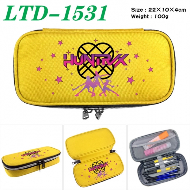 K-Pop Demon Hunters Anime Waterproof canvas zipper clamshell pencil case pencil case 22x10x4cm
