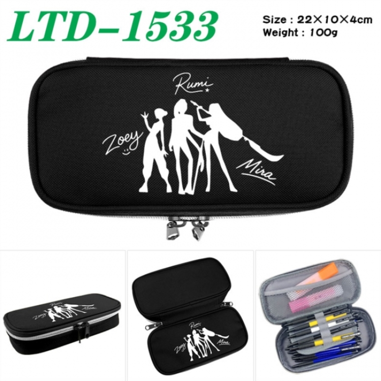K-Pop Demon Hunters Anime Waterproof canvas zipper clamshell pencil case pencil case 22x10x4cm