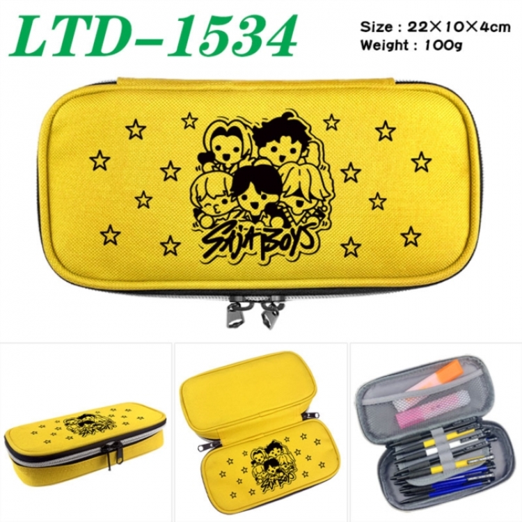 K-Pop Demon Hunters Anime Waterproof canvas zipper clamshell pencil case pencil case 22x10x4cm