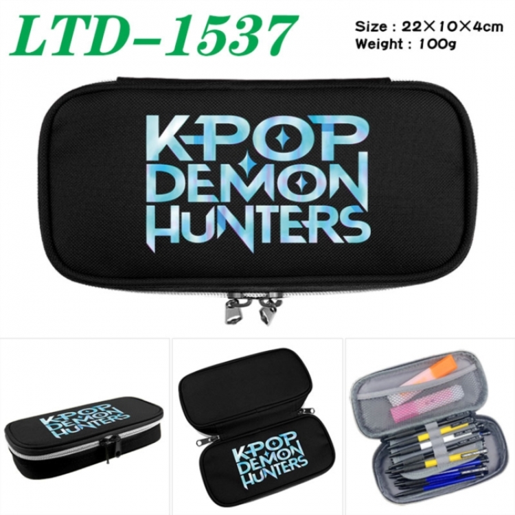 K-Pop Demon Hunters Anime Waterproof canvas zipper clamshell pencil case pencil case 22x10x4cm