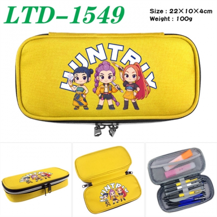 K-Pop Demon Hunters Anime Waterproof canvas zipper clamshell pencil case pencil case 22x10x4cm