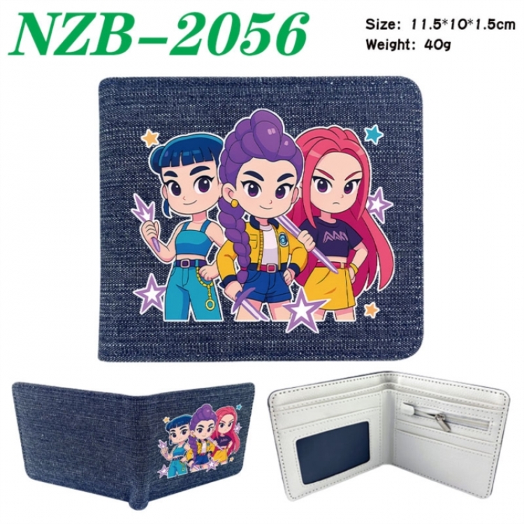 K-Pop Demon Hunters Anime denim folding full-color wallet 11.5X10X1.5CM 