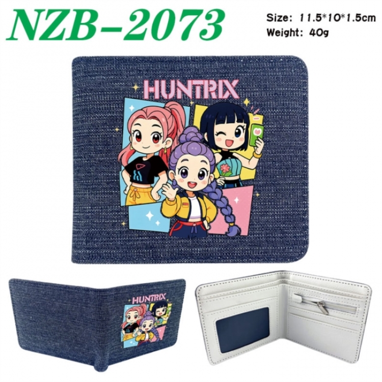 K-Pop Demon Hunters Anime denim folding full-color wallet 11.5X10X1.5CM 