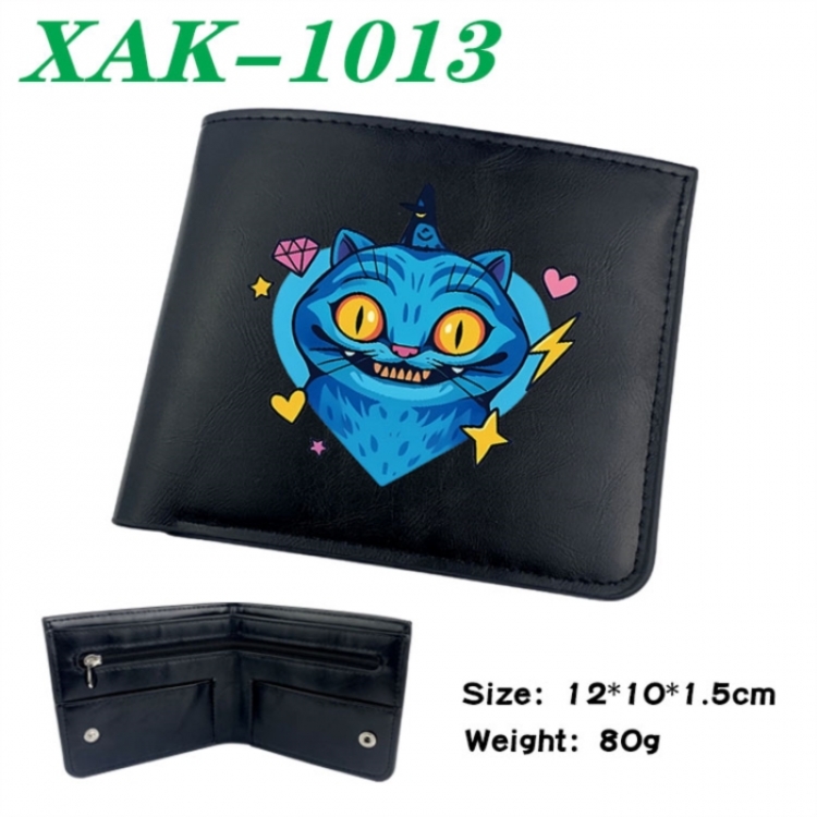 K-Pop Demon Hunters Animation soft leather inner buckle black leather wallet 12X10X1.5CM