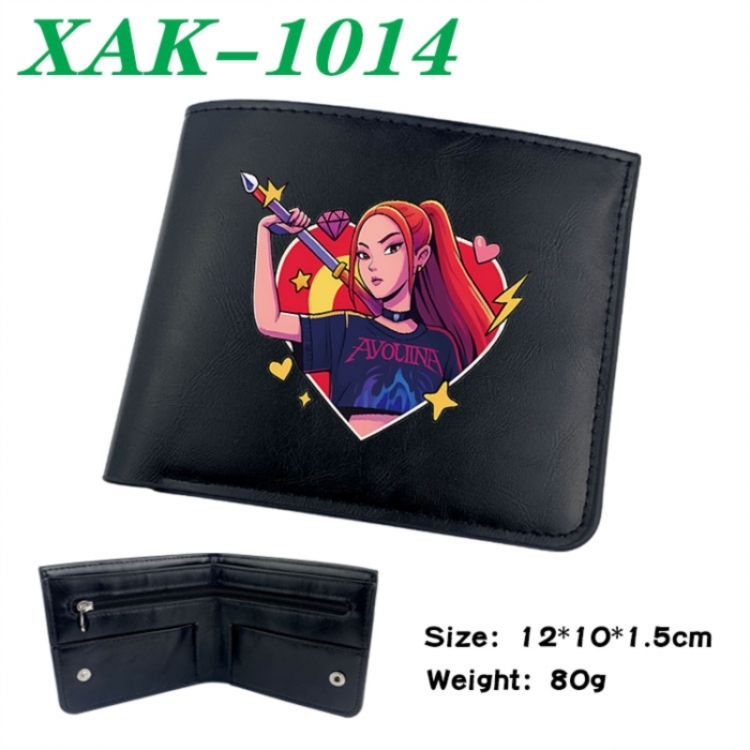 K-Pop Demon Hunters Animation soft leather inner buckle black leather wallet 12X10X1.5CM