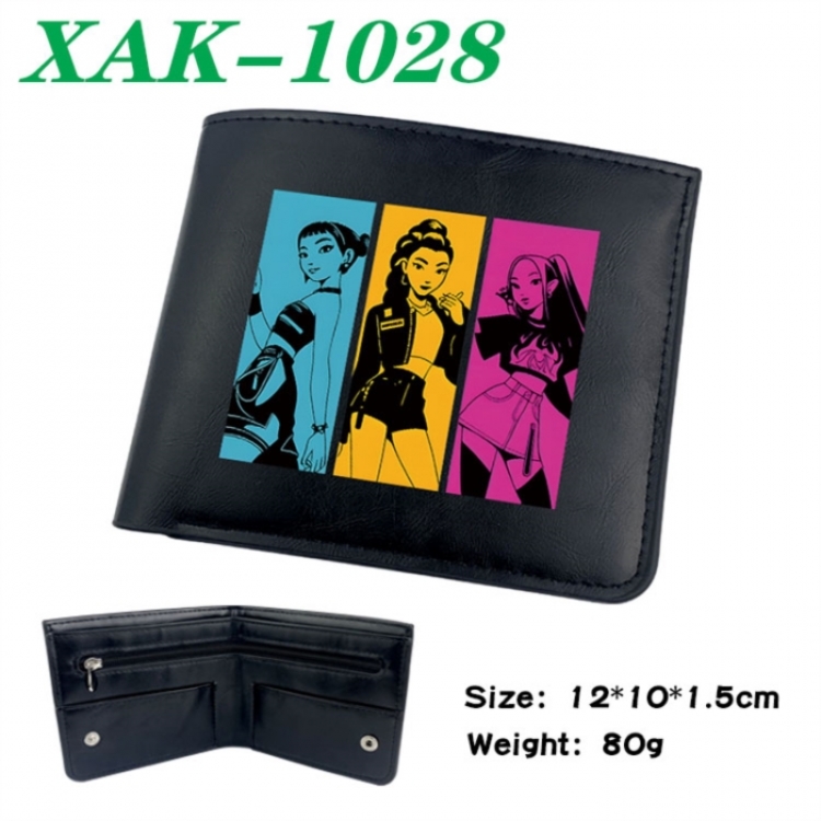 K-Pop Demon Hunters Animation soft leather inner buckle black leather wallet 12X10X1.5CM