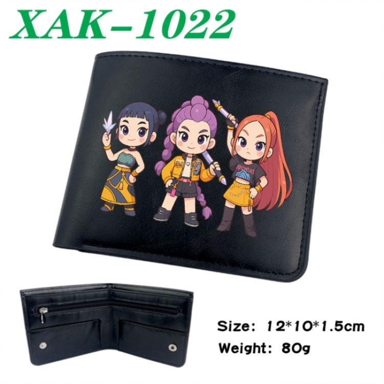 K-Pop Demon Hunters Animation soft leather inner buckle black leather wallet 12X10X1.5CM