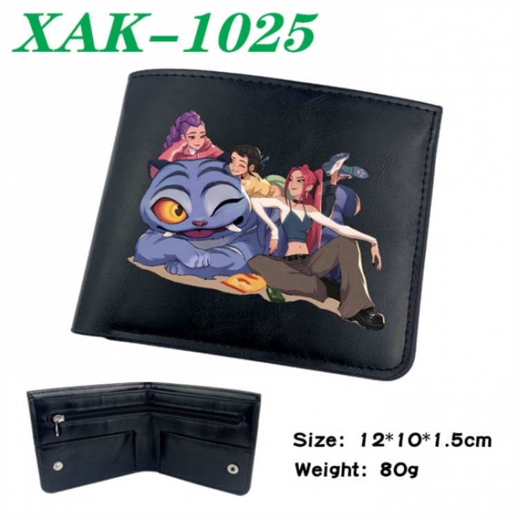 K-Pop Demon Hunters Animation soft leather inner buckle black leather wallet 12X10X1.5CM