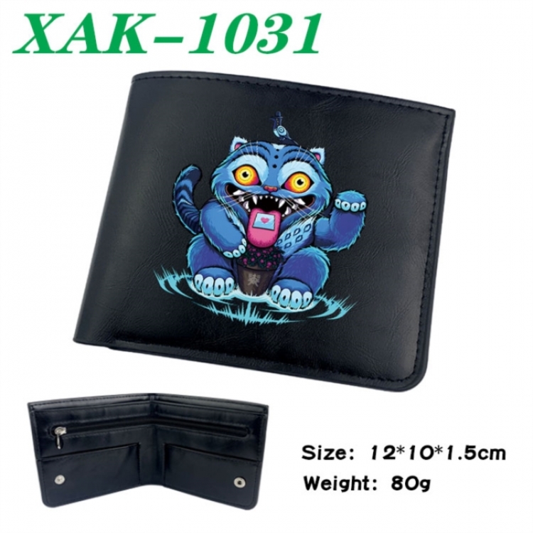 K-Pop Demon Hunters Animation soft leather inner buckle black leather wallet 12X10X1.5CM