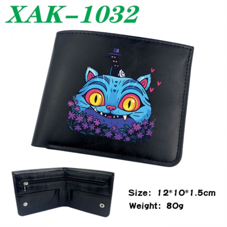 K-Pop Demon Hunters Animation soft leather inner buckle black leather wallet 12X10X1.5CM