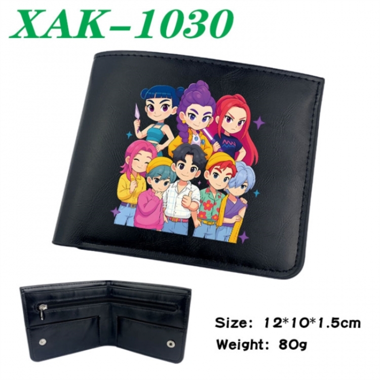 K-Pop Demon Hunters Animation soft leather inner buckle black leather wallet 12X10X1.5CM