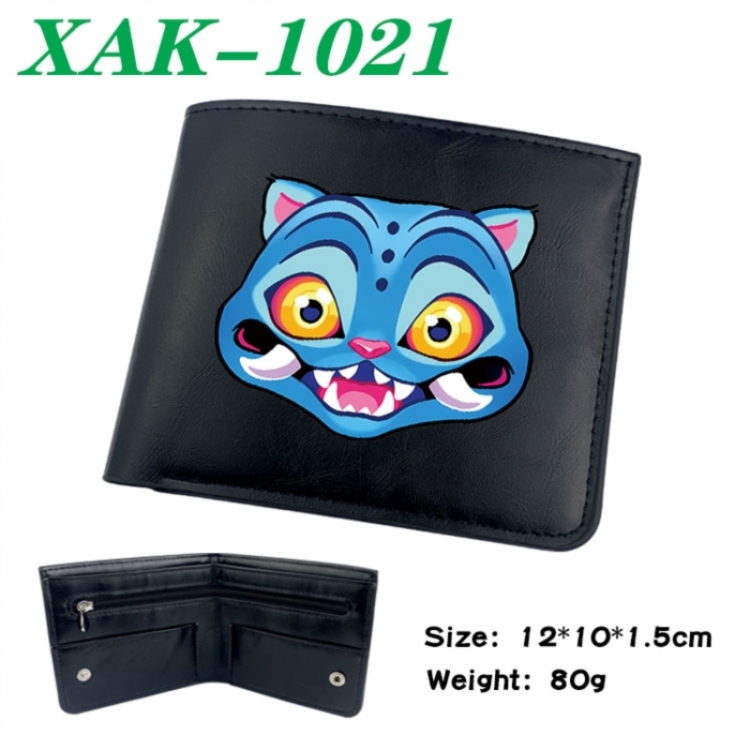 K-Pop Demon Hunters Animation soft leather inner buckle black leather wallet 12X10X1.5CM