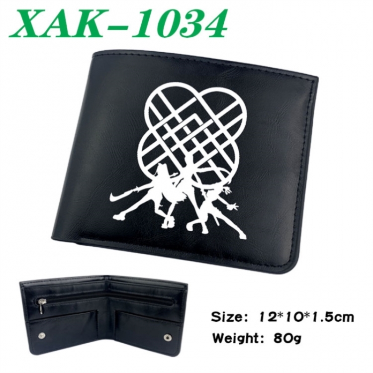 K-Pop Demon Hunters Animation soft leather inner buckle black leather wallet 12X10X1.5CM