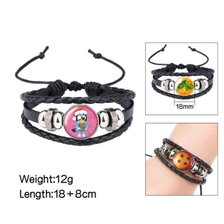 Bluey Anime peripheral crystal leather rope bracelet price for 5 pcs 