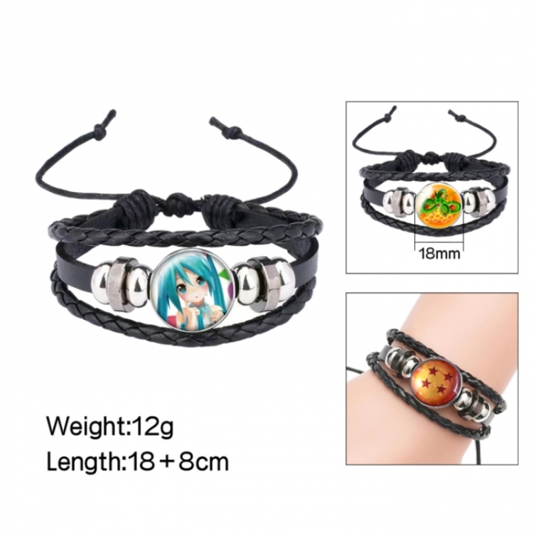 Hatsune Miku Anime peripheral crystal leather rope bracelet price for 5 pcs 