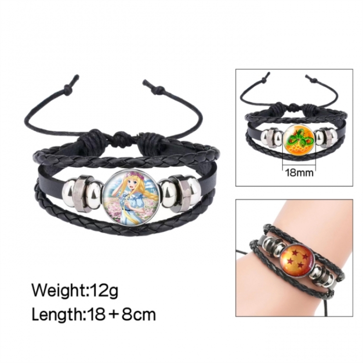 Sword Art Online Anime peripheral crystal leather rope bracelet price for 5 pcs 