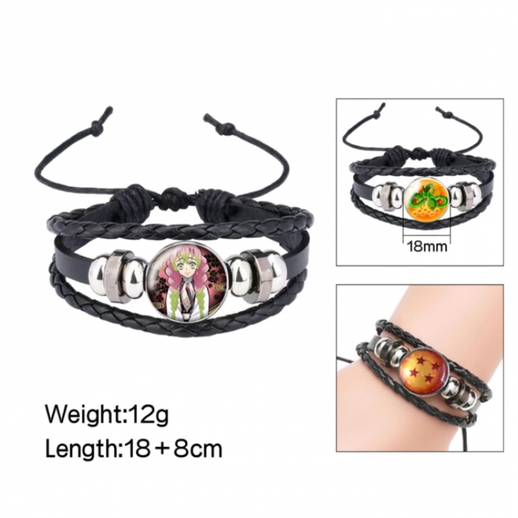 Demon Slayer Kimets Anime peripheral crystal leather rope bracelet price for 5 pcs 