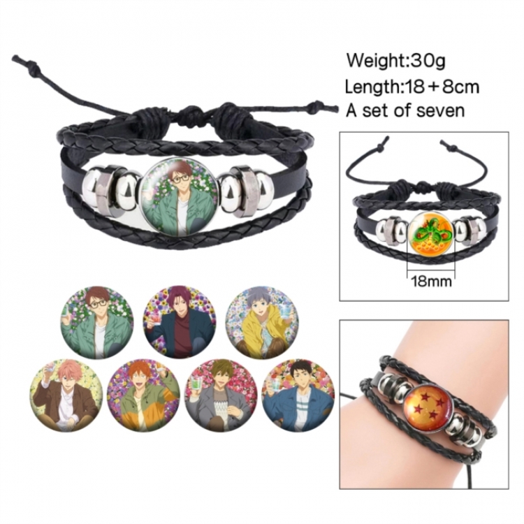 Free! Anime Freestyle Crystal Leather Rope Bracelet Set