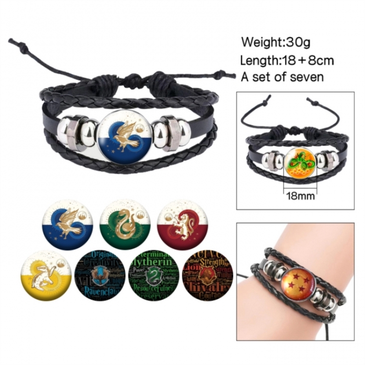 Harry Potter Anime Freestyle Crystal Leather Rope Bracelet Set