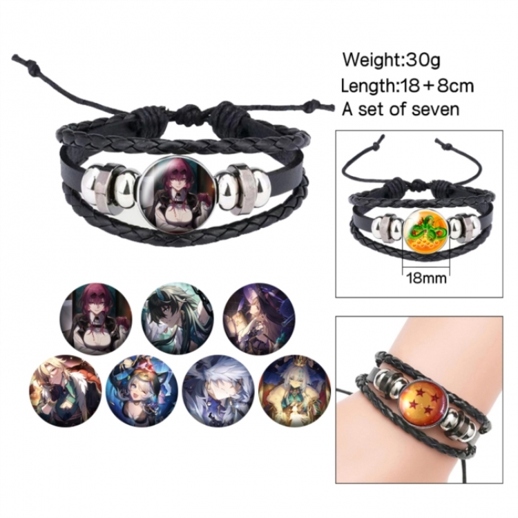 Honkai: Star Rail Anime Freestyle Crystal Leather Rope Bracelet Set