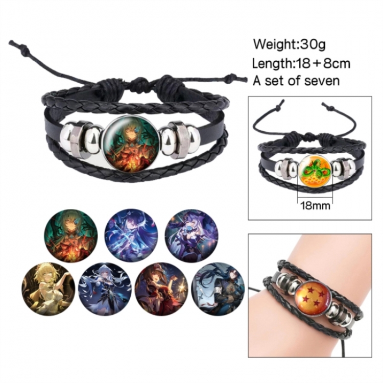 Honkai: Star Rail Anime Freestyle Crystal Leather Rope Bracelet Set