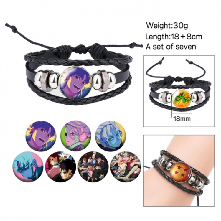 DANDADAN Anime Freestyle Crystal Leather Rope Bracelet Set