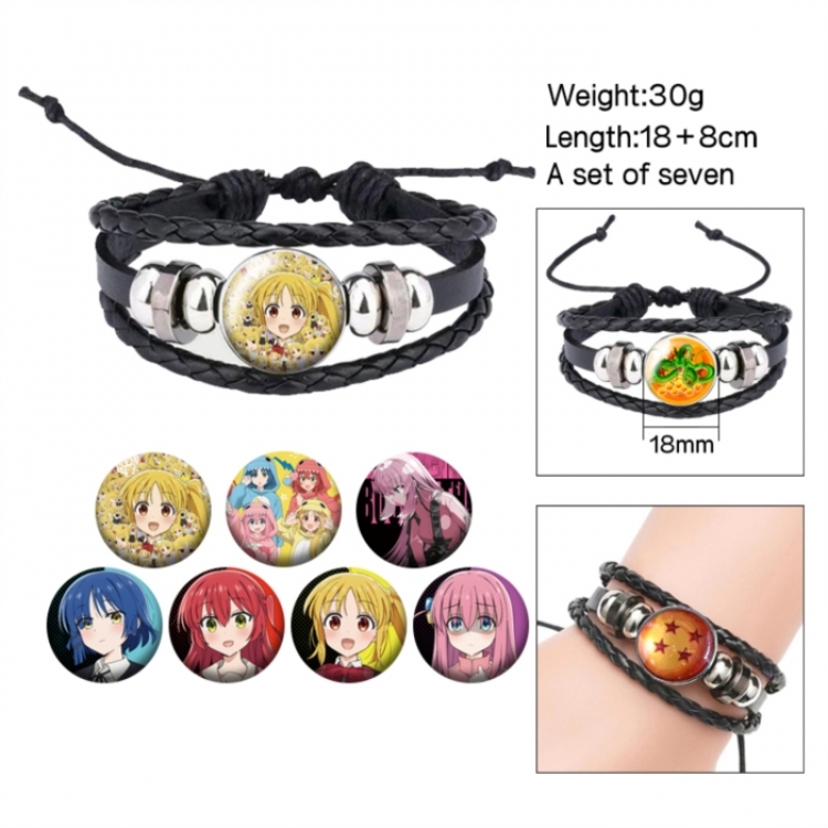 BOCCHI THE ROCK! Anime Freestyle Crystal Leather Rope Bracelet Set
