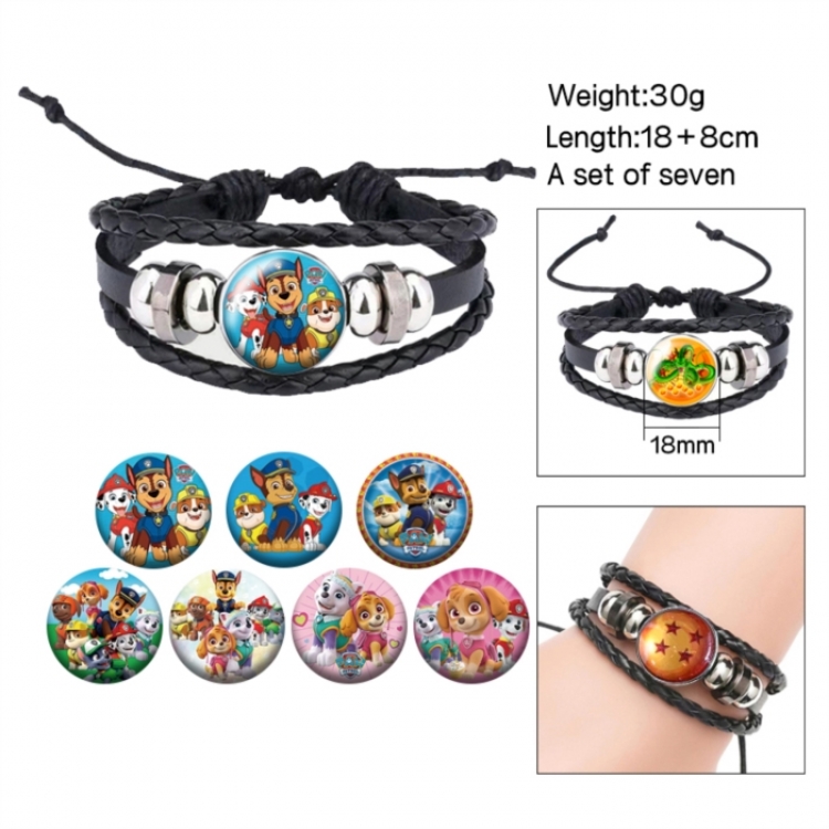 PAW Patrol Anime Freestyle Crystal Leather Rope Bracelet Set