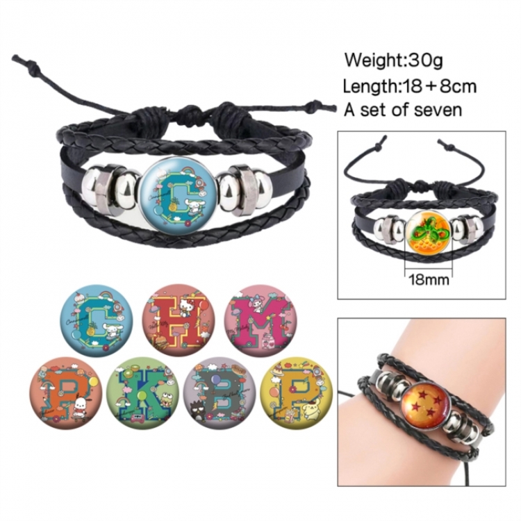 Sanrio Anime Freestyle Crystal Leather Rope Bracelet Set