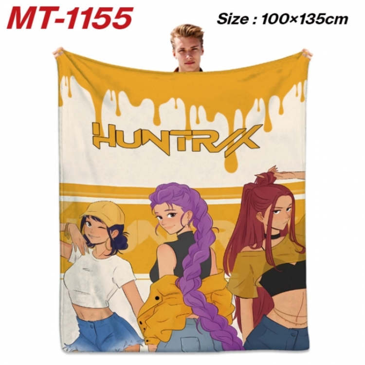 K-Pop Demon Hunters Anime flannel blanket air conditioner quilt double-sided printing 100x135cm