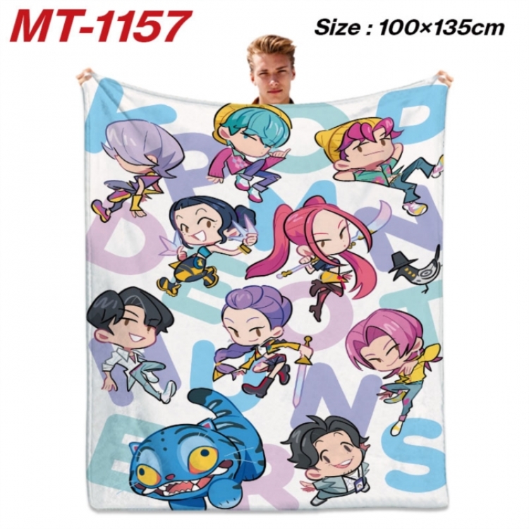 K-Pop Demon Hunters Anime flannel blanket air conditioner quilt double-sided printing 100x135cm