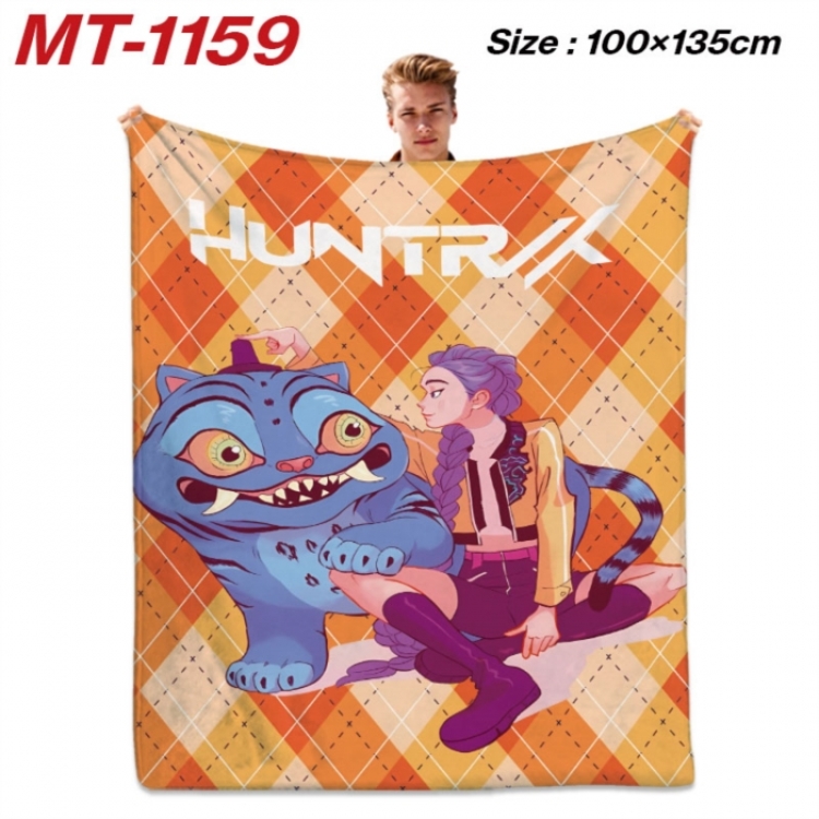 K-Pop Demon Hunters Anime flannel blanket air conditioner quilt double-sided printing 100x135cm