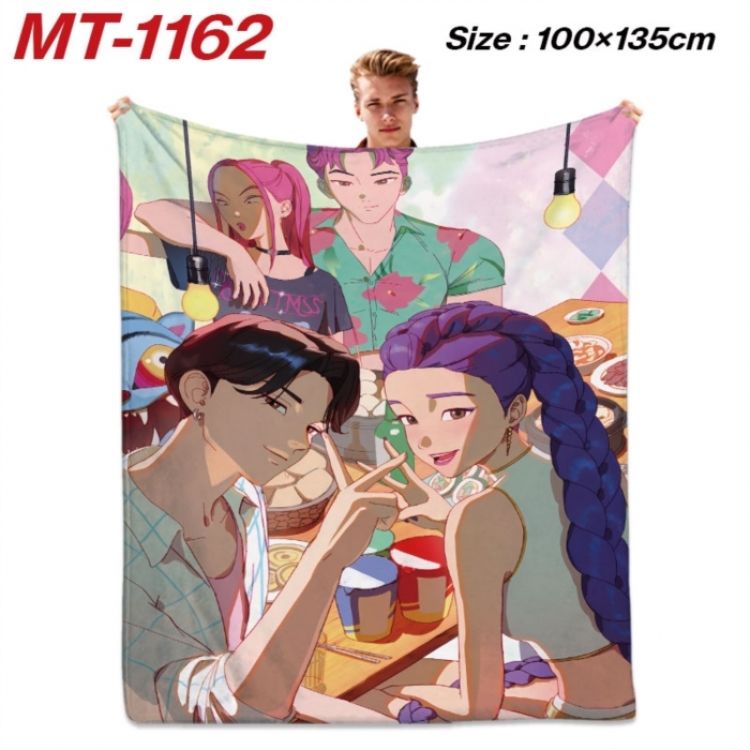 K-Pop Demon Hunters Anime flannel blanket air conditioner quilt double-sided printing 100x135cm