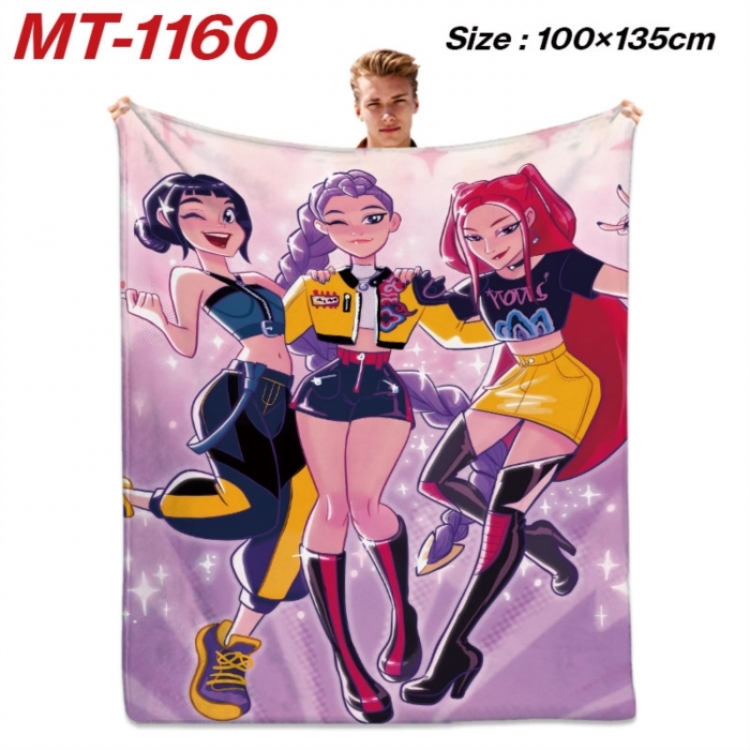 K-Pop Demon Hunters Anime flannel blanket air conditioner quilt double-sided printing 100x135cm