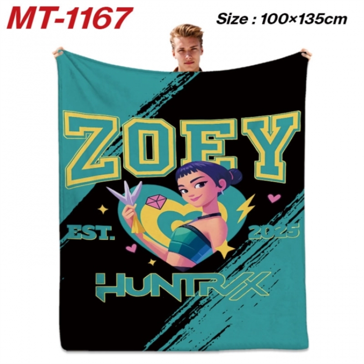 K-Pop Demon Hunters Anime flannel blanket air conditioner quilt double-sided printing 100x135cm