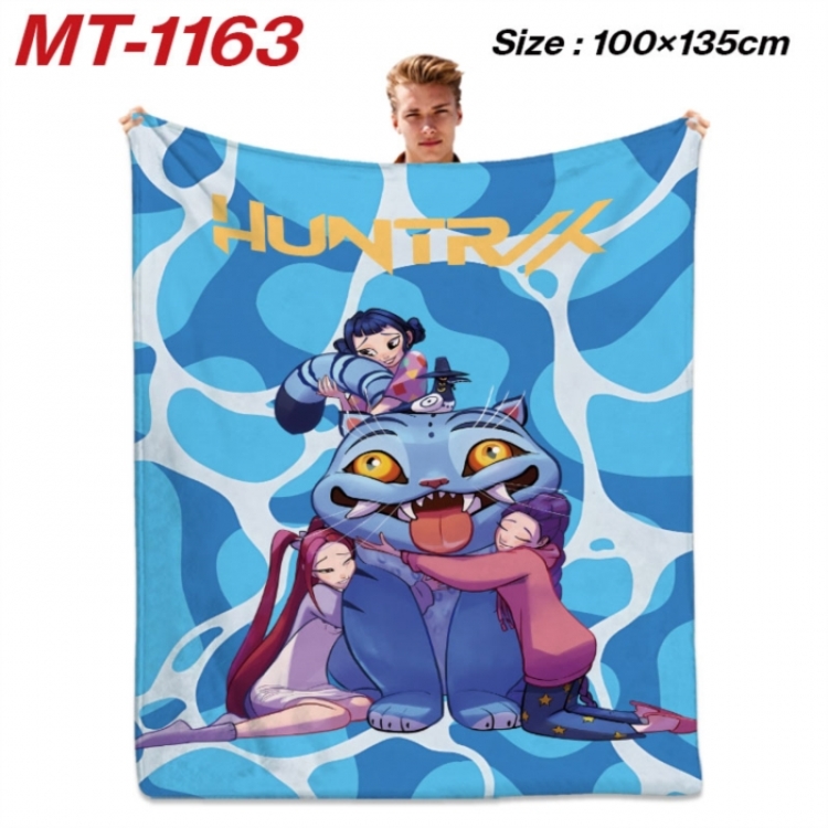 K-Pop Demon Hunters Anime flannel blanket air conditioner quilt double-sided printing 100x135cm