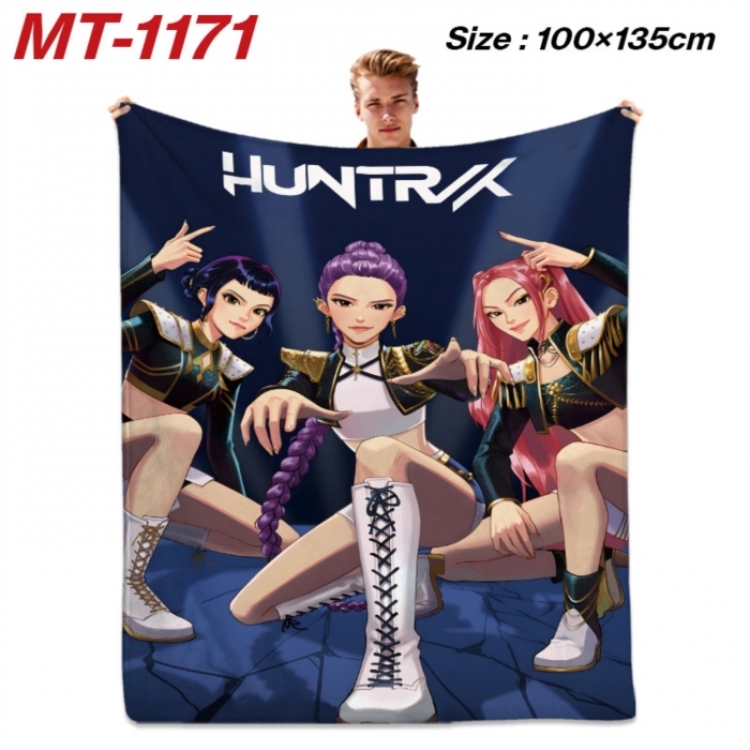 K-Pop Demon Hunters Anime flannel blanket air conditioner quilt double-sided printing 100x135cm