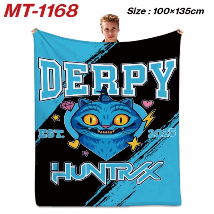 K-Pop Demon Hunters Anime flannel blanket air conditioner quilt double-sided printing 100x135cm