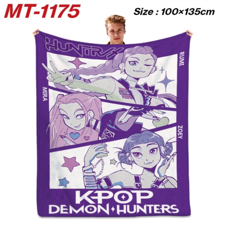 K-Pop Demon Hunters Anime flannel blanket air conditioner quilt double-sided printing 100x135cm