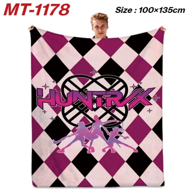 K-Pop Demon Hunters Anime flannel blanket air conditioner quilt double-sided printing 100x135cm